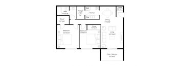 a floor plan of a small house with a bedroom and a living room