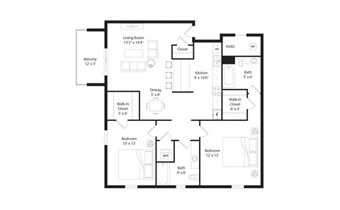 2 bed 2 bath A at The Donovan Apartment Homes, Lincoln, NE
