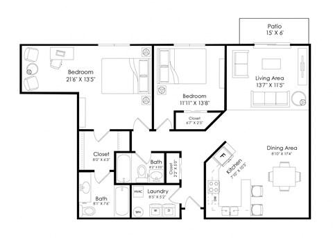 a floor plan of a living room and a bedroom