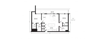 the floor plan of the house includes a large living room and a master bedroom