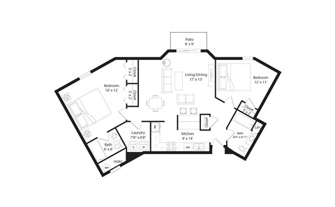 2 bed 2 bath D at The Donovan Apartment Homes, Lincoln