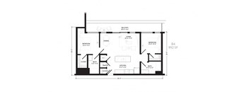 the floor plan of the house includes a large living room and a master bedroom