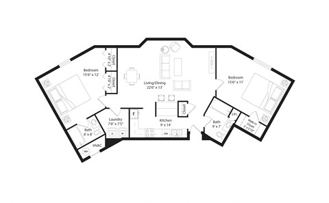 2 bed 2 bath G at The Donovan Apartment Homes, Lincoln, NE, 68516