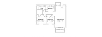 a floor plan of a house with a bedroom and a living room