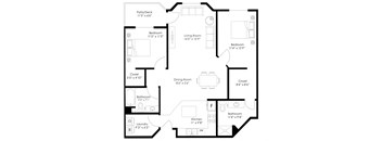 a floor plan of a bedroom floor plan with a bathroom and a living room