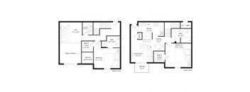 a floor plan of two different floors of a house