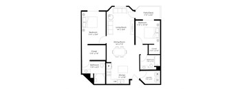 a floor plan of a 1 bedroom floor plan
