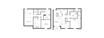 a floor plan of two different floors of a house