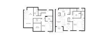 two floor plan layouts of a house with different floors