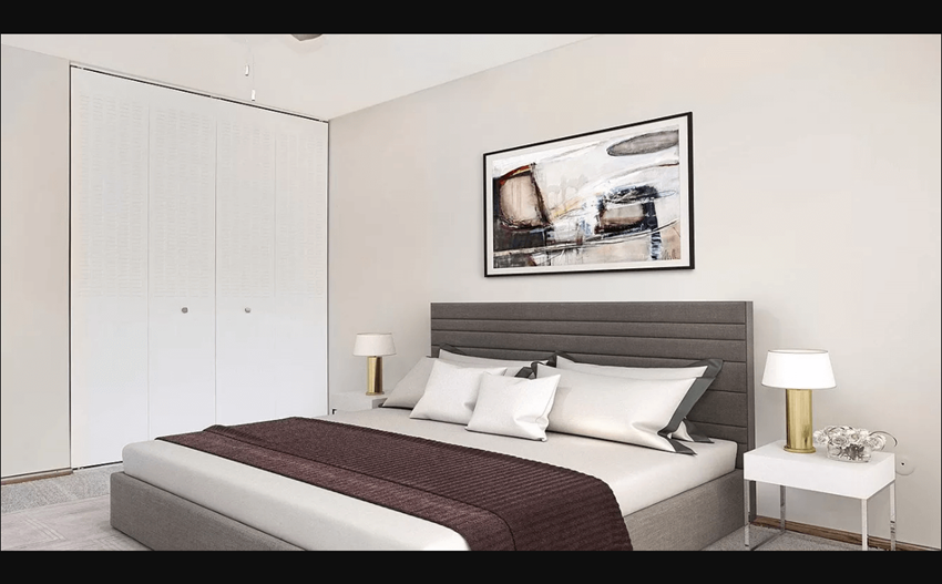 Elegant bedroom with large closets.