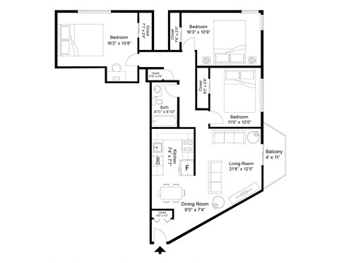 bedroom floor plan an in 2d