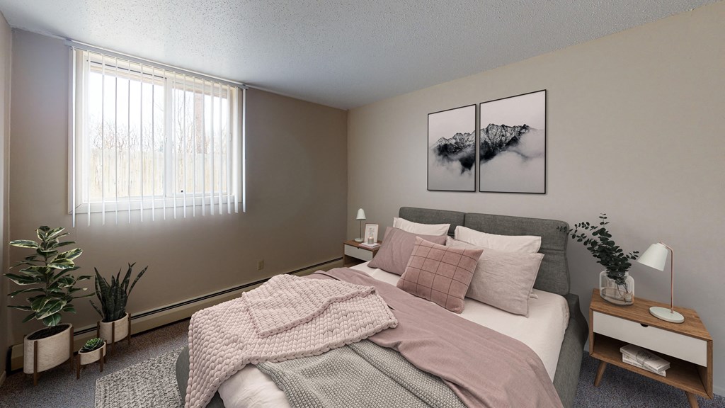 Bedroom with Bed, Nightstands and Window