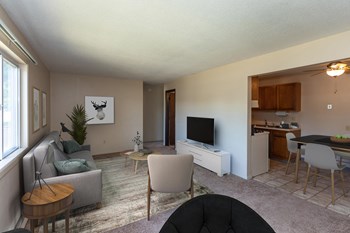 Living Room with Couches and TV, Kitchen with Dining Table - Photo Gallery 4