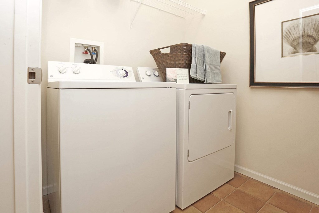 a washer and dryer in a laundry room