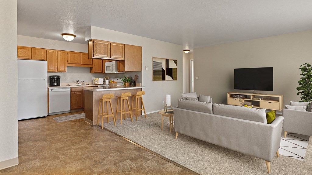 our apartments have a spacious living room and kitchen