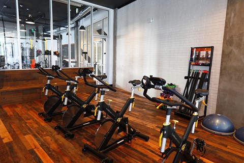 Yoga Studio and Stationary Bikes at Dylan at RiNo, Denver, CO