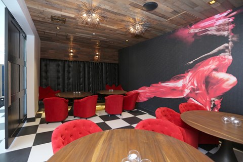 Private Room with Circular Tables at Dylan at RiNo, Colorado