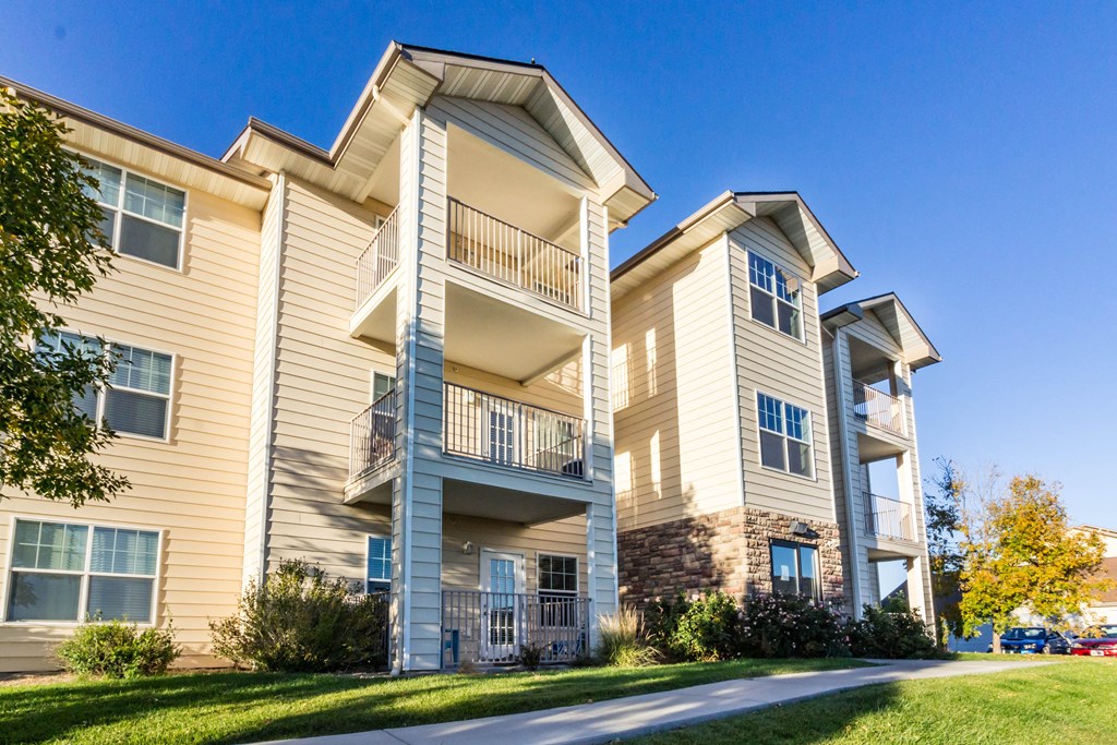 Exterior of Homestead Garden building with private balconies or patios to enjoy a gorgeous view.
