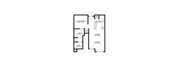 a floor plan of a house with a bedroom and a living room