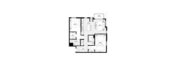 A black and white floor plan of an apartment.