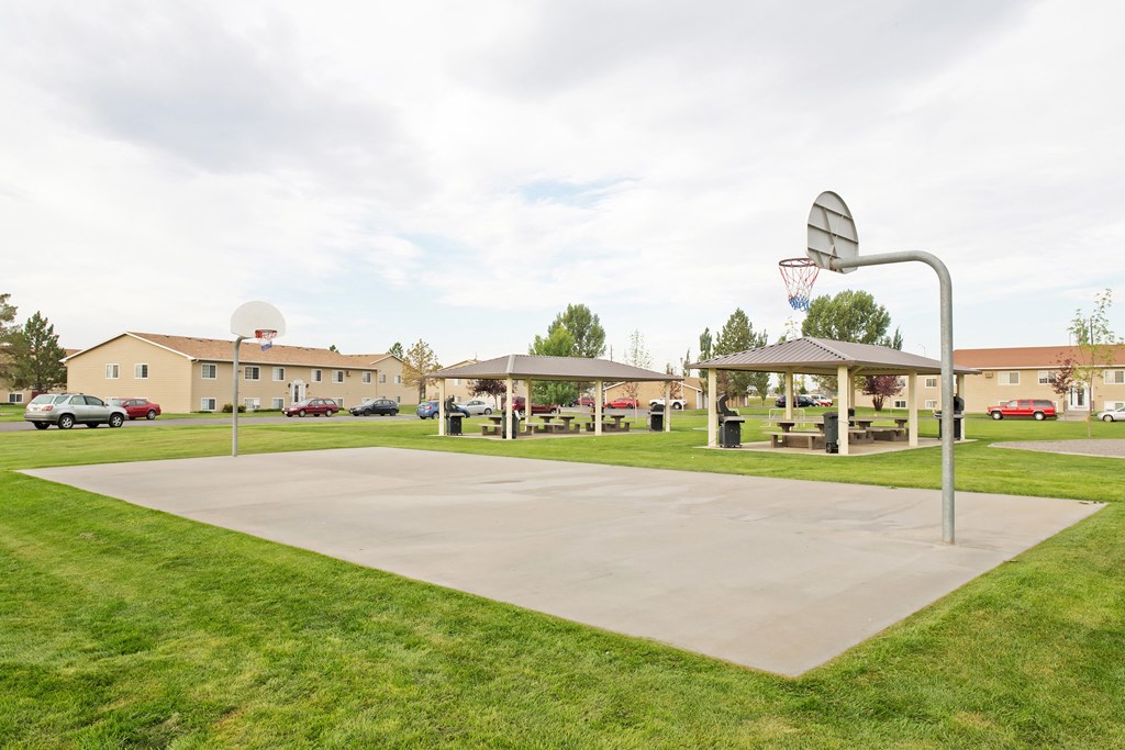 Outdoor Concrete Basketball Court with One Hoop