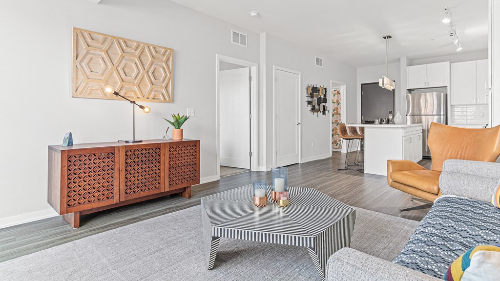 a living room with a couch and a coffee table