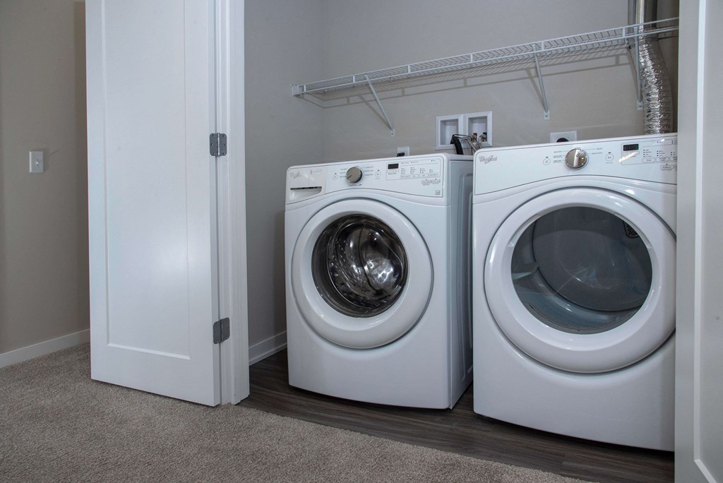 Convenient closet off the main living area with full size front load washer/dryer.