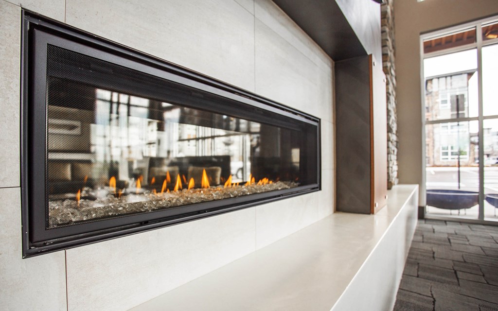 Close up of lobby fireplace