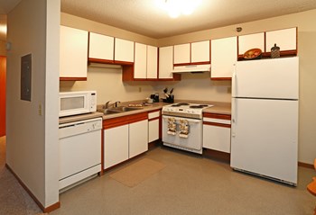 Kitchen with white cabinets, white appliances - Photo Gallery 3