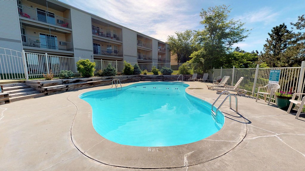 our apartments have a resort style pool and patio