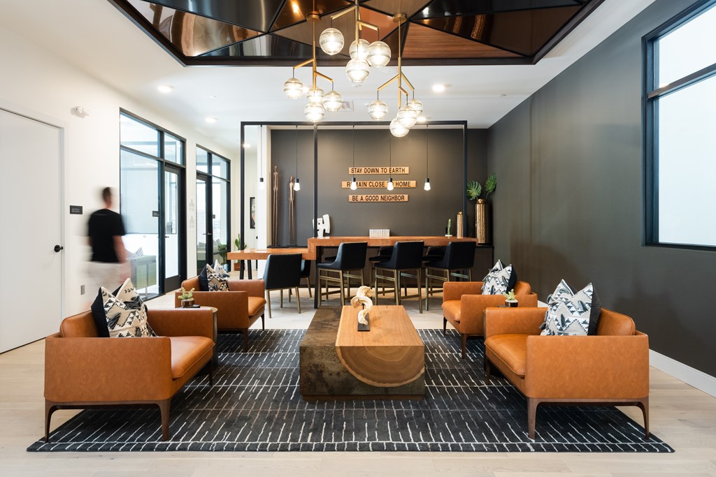 Clubhouse lounge area with cozy seating