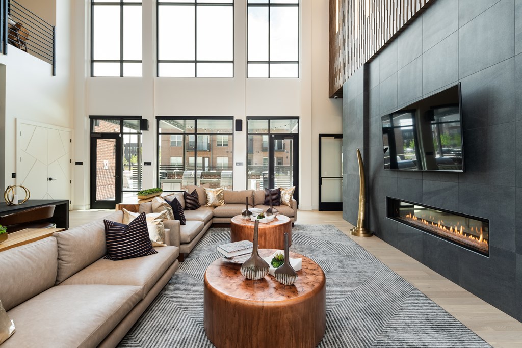 Fireplace Lounge in the clubhouse with cozy seating 