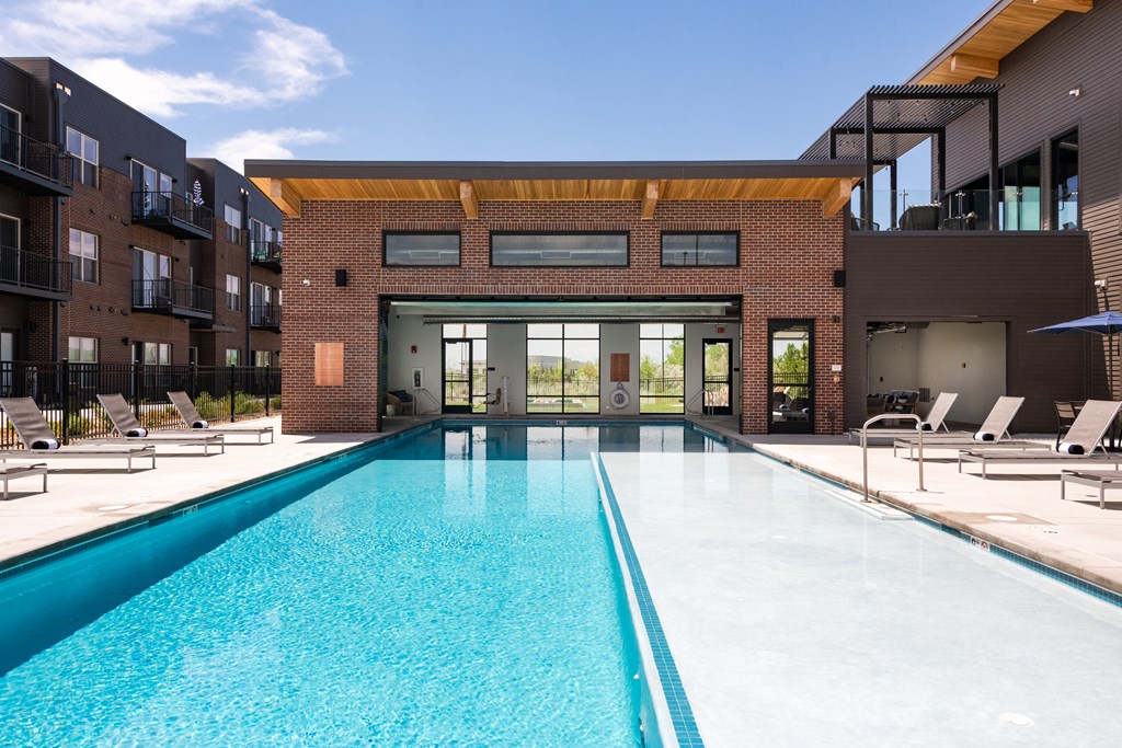 A resort style outdoor swimming pool
