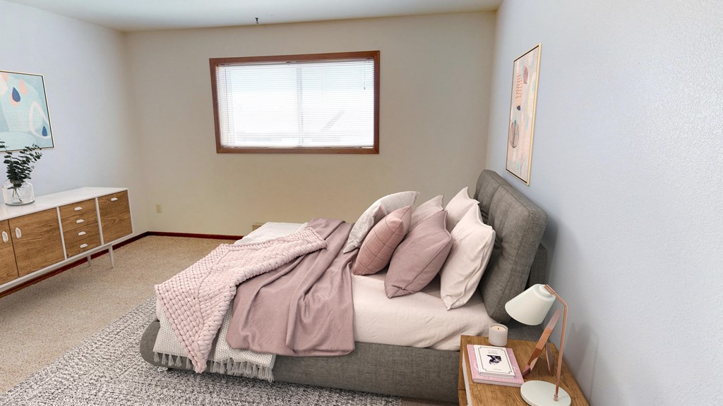 Bedroom with Bed and Windows for Natural Light