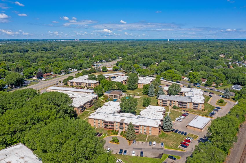 Ariel Drone Shot of River Pointe Apartment Buildings - Photo Gallery 1