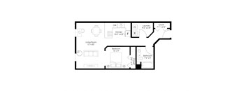 a floor plan of a 1 bedroom floor plan