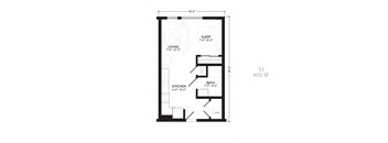 a floor plan of a small house with a loft