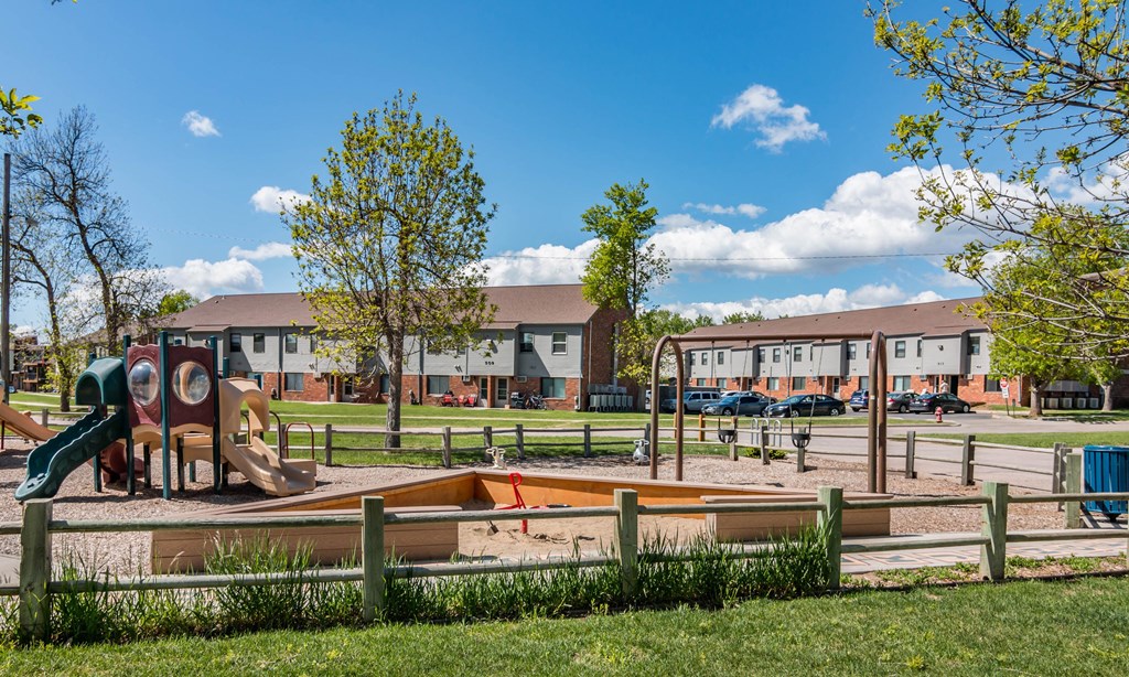 Outdoor Childrens Playground, Including Sandbox and Swingset