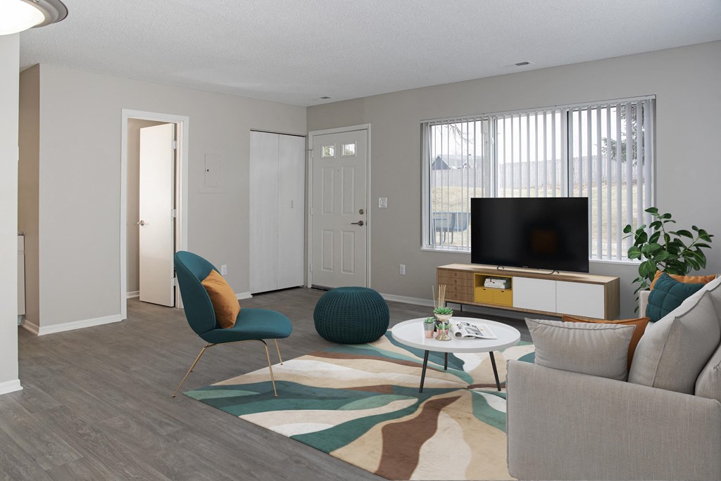 Living Room with TV and Windows