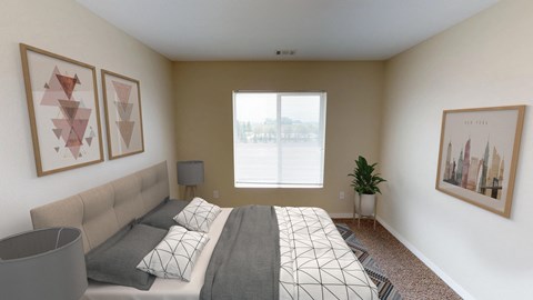 Bedroom with Natural Light, Bed and Nightstands