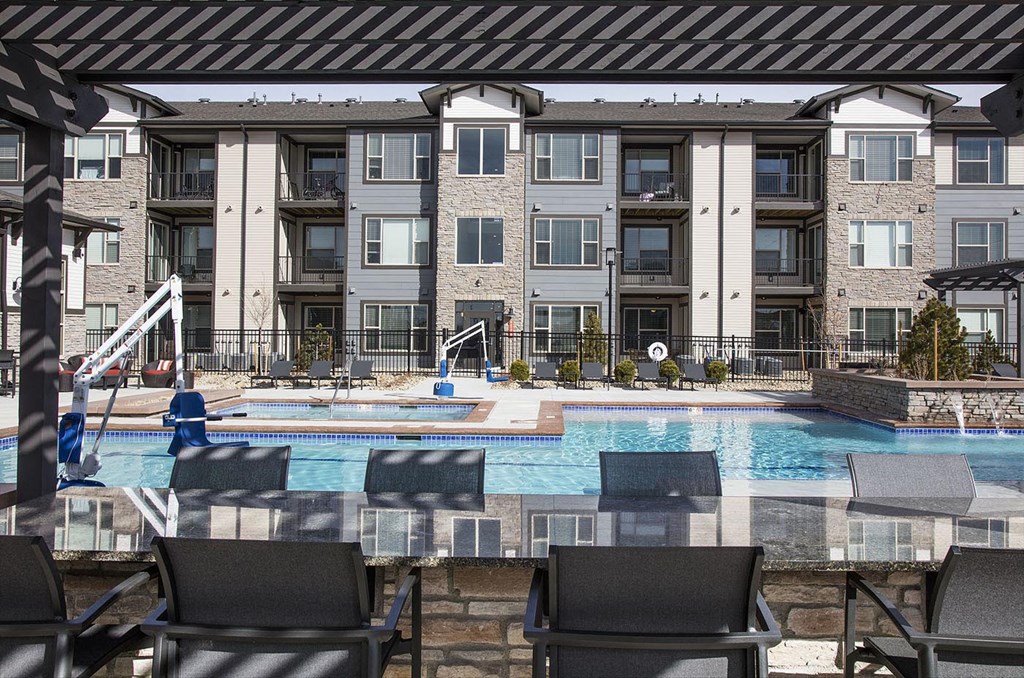 Large Table under Pergola on Outdoor Pool Sundeck