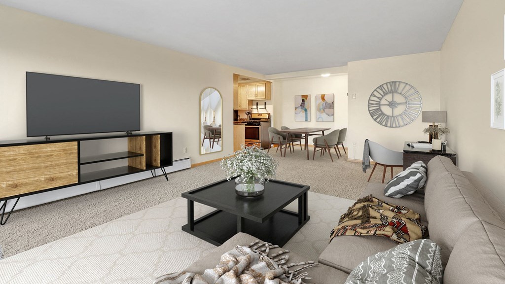 a living room with a couch and a television