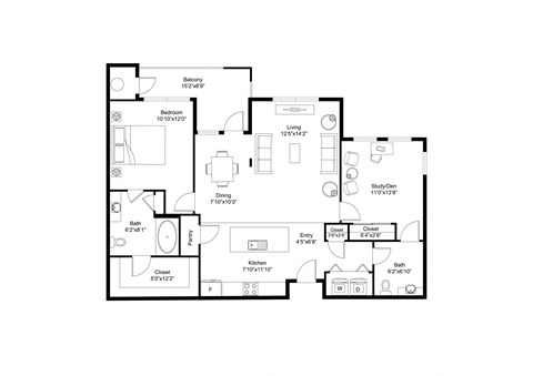bedroom floor plan an in 2 bed 2 bath