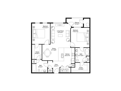 floor plan of 55 north luxury apartments to rent in the north end of boston