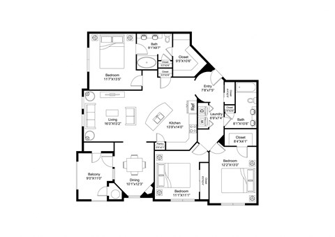 bedroom floor plan | luxury apartments in towson md | the southerly