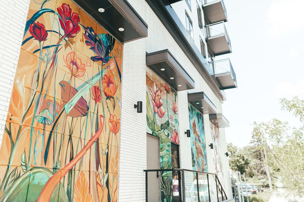 a building with a mural on the side of it