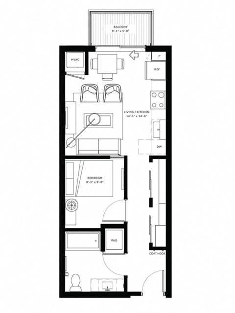 floor plan of 55 north luxury apartments to rent in the north end of boston
