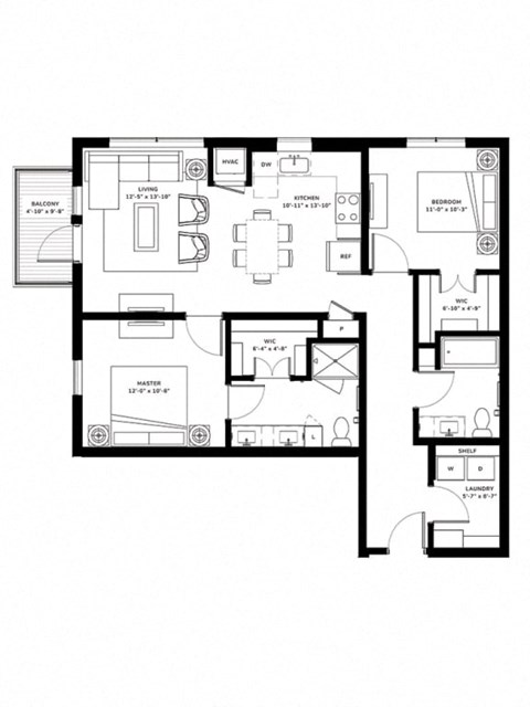 a black and white floor plan of a apartment