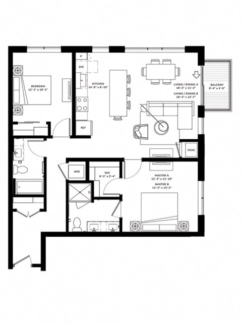 a black and white floor plan of a apartment