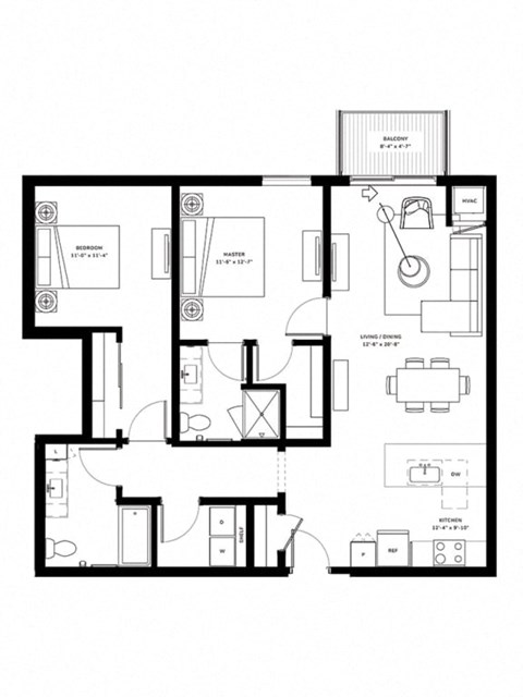 a black and white floor plan of a apartment